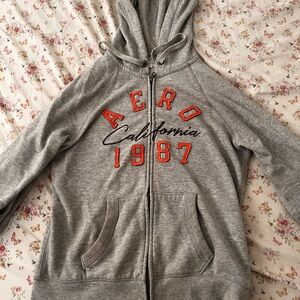 Aeropostale Gray Hoodie with Red and Black Accents